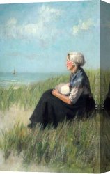 Mother And Child 7 Canvas Paintings - Mother and Child in the Dunes by David Adolf Constant Artz