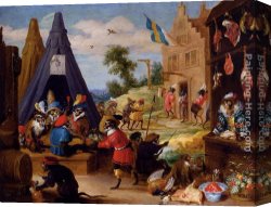 Festival Canvas Paintings - A Festival Of Monkeys by David the Younger Teniers