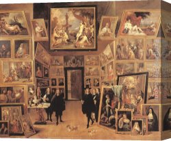 Wilhelm Canvas Paintings - Archduke Leopold Wilhelm in his Gallery by David the Younger Teniers
