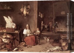 Kitchen Scene with The Supper in Emmaus Canvas Paintings - Kitchen Scene by David the Younger Teniers