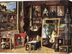 David The Younger Teniers Canvas Paintings - The Gallery of Archduke Leopold in Brussels by David the Younger Teniers