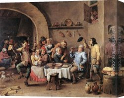 David The Younger Teniers Canvas Paintings - Twelfth-night (The King Drinks) by David the Younger Teniers
