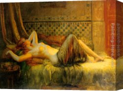 Nude Canvas Paintings - Reclining Nude by Delphin Enjolras