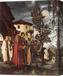 Leaves Canvas Paintings - St. Florian Taking Leave Of The Monastery by Denys van Alsloot