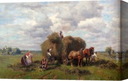 Bringing in The Hay Canvas Paintings - The Hay Harvest by Desire Thomassin