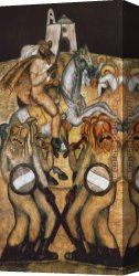 Battle Canvas Paintings - Battle Dance, (Los Santiagos) by Diego Rivera