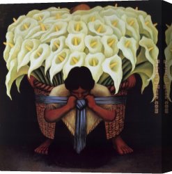 Vendor) Canvas Paintings - El Vendador de Alcatraces (The Vendor of Alcatraces) by Diego Rivera