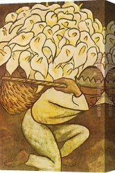 Vendedora Canvas Paintings - El Vendedora De Alcatraces by Diego Rivera