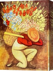 Vendedora Canvas Paintings - El Vendedora De Flores by Diego Rivera