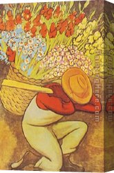 Vendedora Canvas Paintings - El Vendedora De Flores I by Diego Rivera