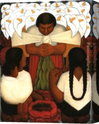 Vague Et La Perle Canvas Paintings - Festival de las flores by Diego Rivera