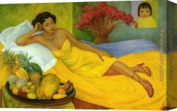 Flores Canvas Paintings - Retrato de la Sra Dona Elena Flores de Carrillo by Diego Rivera