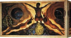 Rivera Canvas Paintings - Subterranean Forces by Diego Rivera