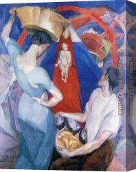 Virgin Canvas Paintings - The Adoration of the Virgin by Diego Rivera