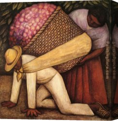 Rivera Canvas Paintings - The Flower Carrier by Diego Rivera