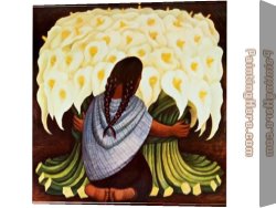 The Flower Seller Canvas Paintings - The Flower Seller by Diego Rivera