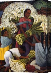 Mercado De Flores (the Flower Vendor) Canvas Paintings - The Flower Vendor, 1949 by Diego Rivera
