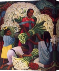 Mercado De Flores (the Flower Vendor) Canvas Paintings - The Flower Vendor by Diego Rivera
