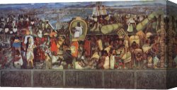 Rivera Canvas Paintings - The Great City of Tenochtitlan by Diego Rivera