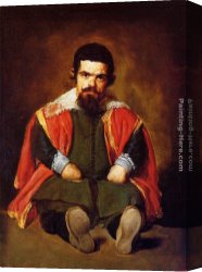 Silva Canvas Paintings - A Dwarf Sitting on the Floor by Diego Rodriguez de Silva Velazquez