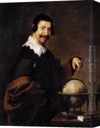 Silva Canvas Paintings - Democritus by Diego Rodriguez de Silva Velazquez