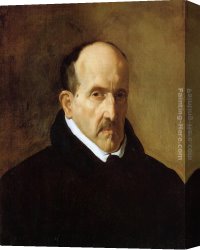 Silva Canvas Paintings - Don Luis de Gongora y Argote by Diego Rodriguez de Silva Velazquez
