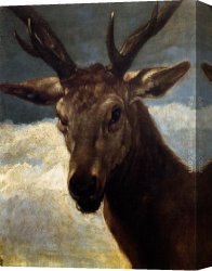 Silva Canvas Paintings - Head of a Stag by Diego Rodriguez de Silva Velazquez