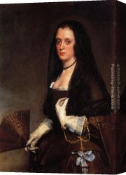Silva Canvas Paintings - Lady with a Fan by Diego Rodriguez de Silva Velazquez