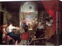 Vague Et La Perle Canvas Paintings - Las Hilanderas by Diego Rodriguez de Silva Velazquez