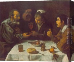 Silva Canvas Paintings - Peasants at the Table by Diego Rodriguez de Silva Velazquez