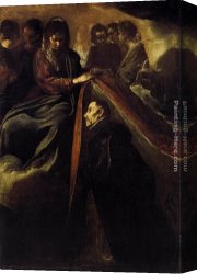 Receiving Canvas Paintings - St Ildefonso Receiving the Chasuble from the Virgin by Diego Rodriguez de Silva Velazquez