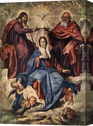 Silva Canvas Paintings - The Coronation of the Virgin by Diego Rodriguez de Silva Velazquez