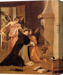 Silva Canvas Paintings - The Temptation of St. Thomas Aquinas by Diego Rodriguez de Silva Velazquez