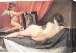 Silva Canvas Paintings - Venus at Her Mirror by Diego Rodriguez de Silva Velazquez