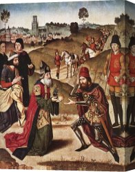 Dirck Bouts Canvas Paintings - The Meeting of Abraham and Melchizedek by Dirck Bouts