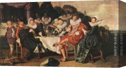Dirck Bouts Canvas Paintings - Amusing Party in the Open Air by Dirck Hals