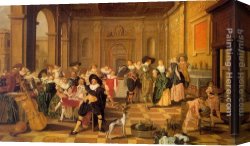 Dirck Bouts Canvas Paintings - Banquet Scene in a Renaissance Hall by Dirck Hals