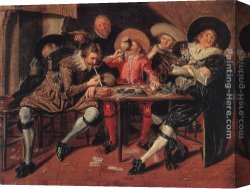 Merry Canvas Paintings - Merry Party in a Tavern by Dirck Hals