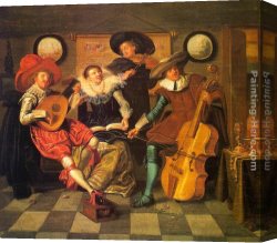 Dirck Bouts Canvas Paintings - Musicians by Dirck Hals