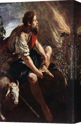 Moses Canvas Paintings - Moses before the Burning Bush by Domenico Feti