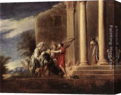 Tobias Canvas Paintings - Tobias Healing his Father by Domenico Feti