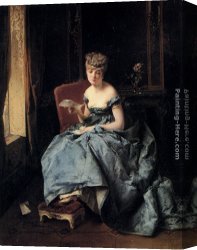Letter Canvas Paintings - The Letter by Domenico Induno