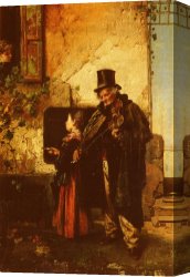 Jazz Musicians Canvas Paintings - The Old Musician by Domenico Induno