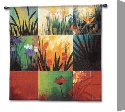 Li-leger Canvas Paintings - Tapestry_ Tropical Nine Patch (iii) by Don Li-Leger