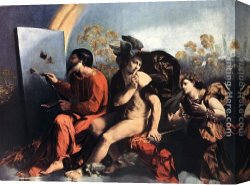 Jupiter And Antiope Canvas Paintings - Jupiter, Mercury and the Virtue by Dosso Dossi