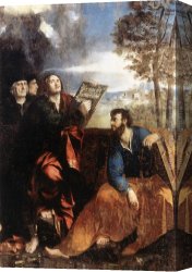 St Dominic Canvas Paintings - Sts John and Bartholomew with Donors by Dosso Dossi