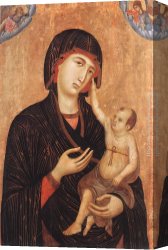 Madonna And Child with Saints And Angels Canvas Paintings - Madonna with Child and Two Angels (Crevole Madonna) by Duccio di Buoninsegna