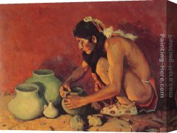 The Perfume Maker Canvas Paintings - The Pottery Maker by Eanger Irving Couse