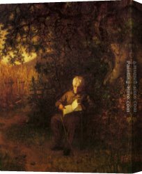 Quiet Canvas Paintings - A Quiet Hour by Eastman Johnson