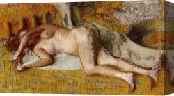 The Harem Bath Canvas Paintings - After the Bath I by Edgar Degas